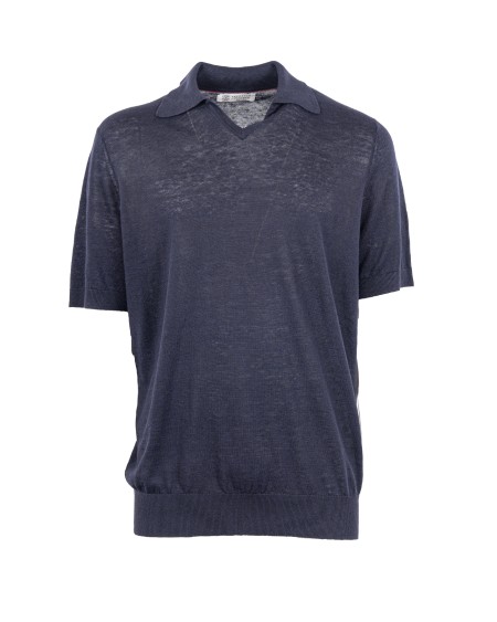 Shop BRUNELLO CUCINELLI  Polo Shirt: Brunello Cucinelli polo shirt in linen blend.
V-neck without buttons.
Small collar.
Composition: 77% Linen, 23% Cotton.
Made in Italy.. M2L00325-C2425